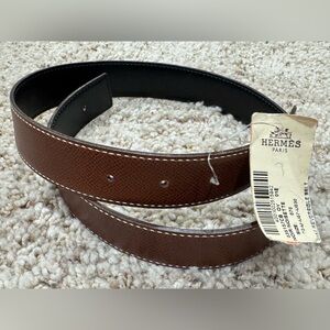 Hermes Paris Brown Leather Reversible Belt size 70 made in France